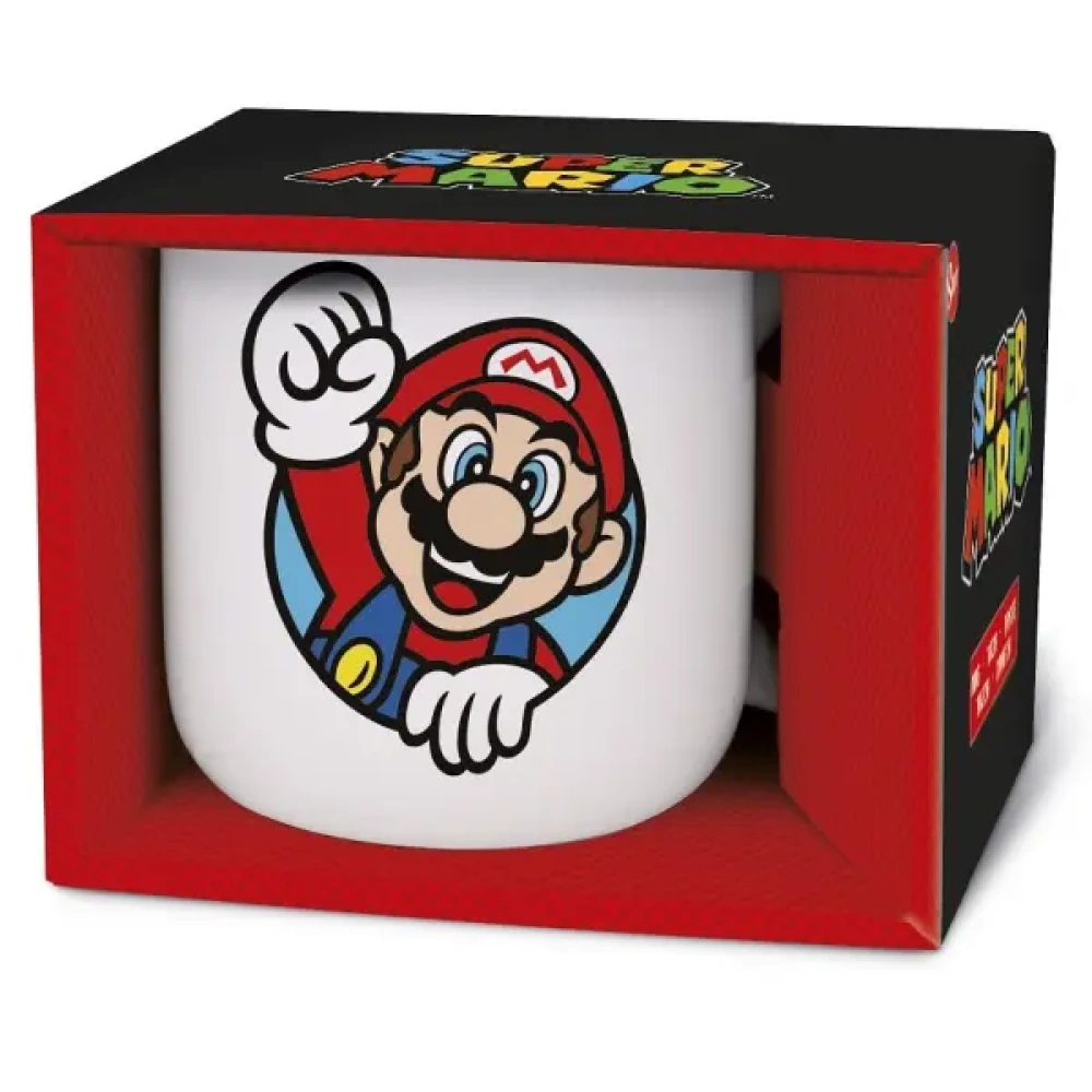 Ceramic Mug Breakfast 400 ml Super Mario in Gift Box, Black, Medium